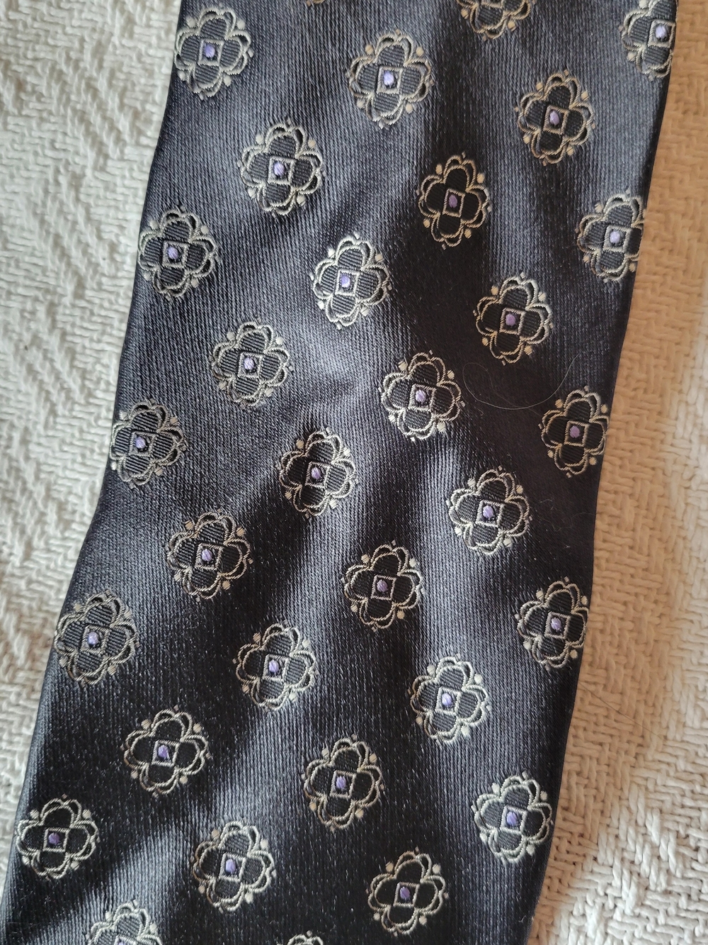 Zegna Grey Patterned Men's Tie - Picture 4 of 7